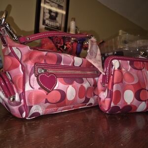 Stylish Pink and Red Women's Bag Set